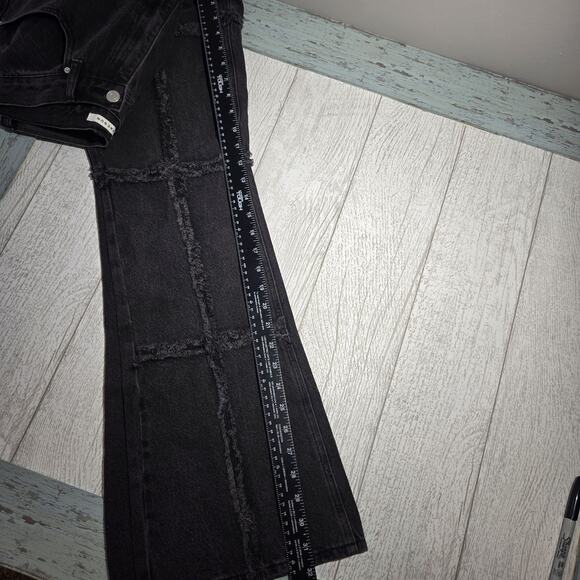 PACSUN Women's Jeans Size 29 Black High Rise Boot Cut Patchwork FRAYED Design - Picture 8 of 10